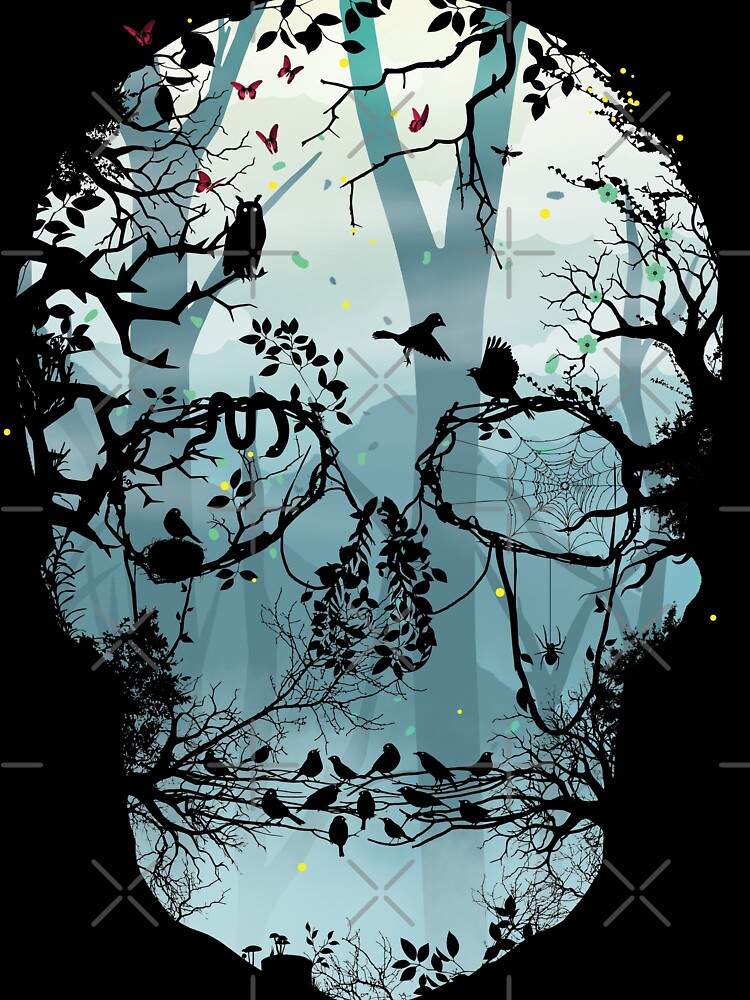 Dark Forest Skull Unisex Graphic T Shirt Short Sleeve Tee Everyday Casual Wear 3