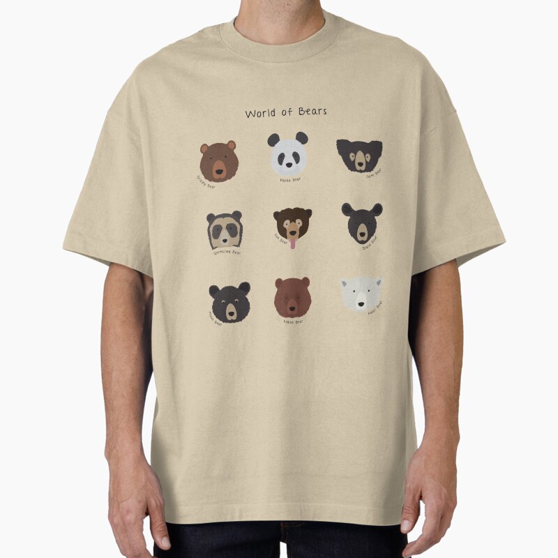 World Of Bears Unisex Graphic T Shirt Short Sleeve Tee Everyday Casual Wear