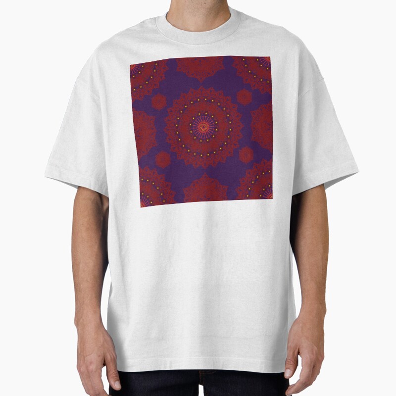 Royal Mandala Blossom Purple Orchid Background Unisex Graphic T Shirt Short Sleeve Tee Everyday Casual Wear