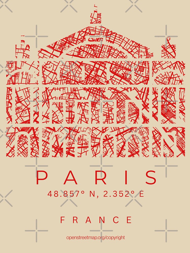 Paris Opera France Capital Minimalist City Map Unisex Graphic T Shirt  Short Sleeve Tee Everyday Casual Wear 3
