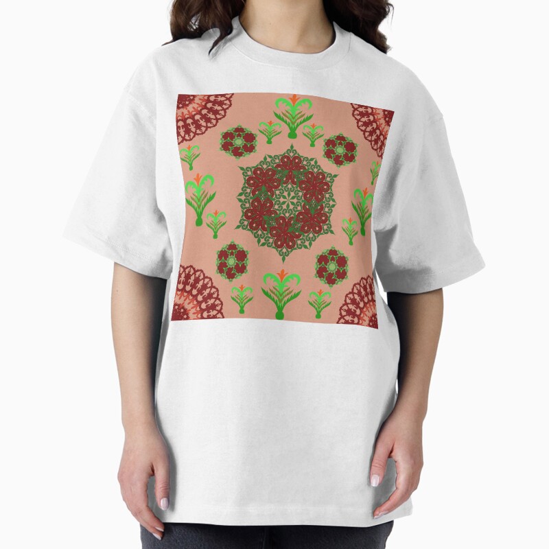 Folk Floral Mandala  Peach Garden Calm Unisex Graphic T Shirt  Short Sleeve Tee Everyday Casual Wear 2
