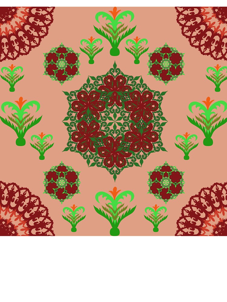 Folk Floral Mandala  Peach Garden Calm Unisex Graphic T Shirt  Short Sleeve Tee Everyday Casual Wear 3
