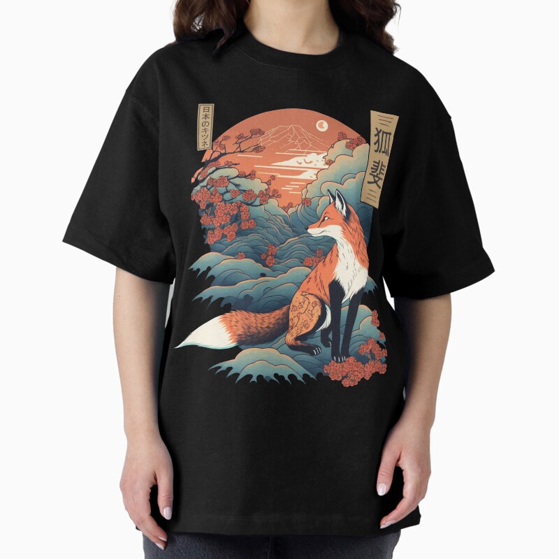 Japanese Fox 5 Unisex Graphic T Shirt  Short Sleeve Tee Everyday Casual Wear 2