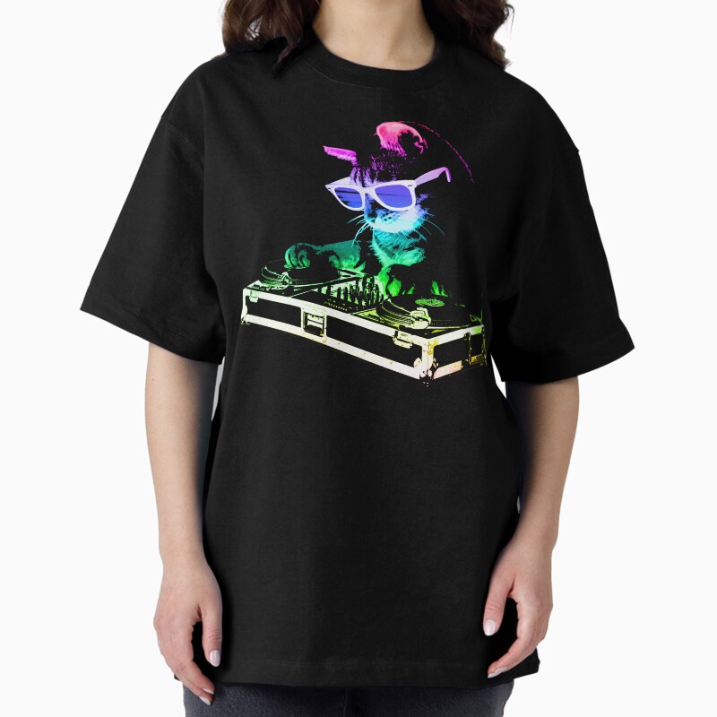 House Cat (Rainbow Dj Kitty) Unisex Graphic T Shirt Short Sleeve Tee Everyday Casual Wear 2