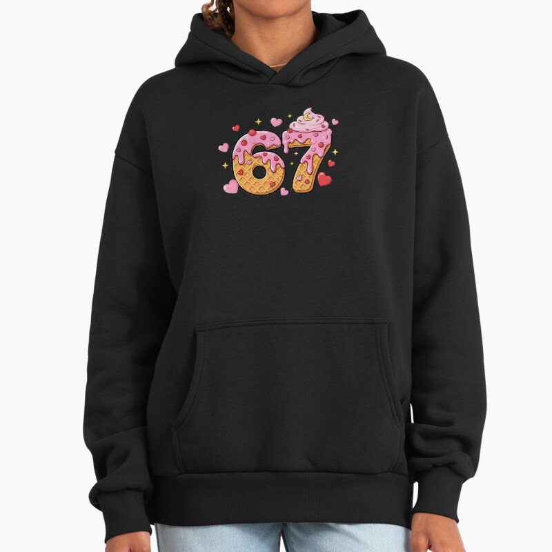 Bruh 67 Six Seven 6 7 Meme Valentines Funny Women Girl Kids Unisex Hoodie Pullover Casual Streetwear Graphic Print 2