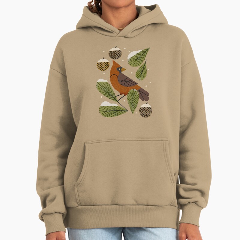 Winter Cardinal Unisex Hoodie Pullover Casual Streetwear Graphic Print 2