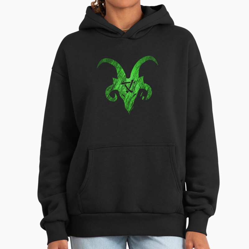 Green King Horned Rat Unisex Hoodie Pullover Casual Streetwear Graphic Print 2