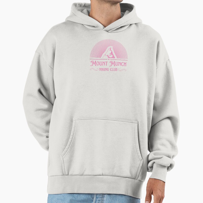 Mount Munch Hiking Club Version 2 In Pink Goes Good Unisex Hoodie Pullover Casual Streetwear Graphic Print