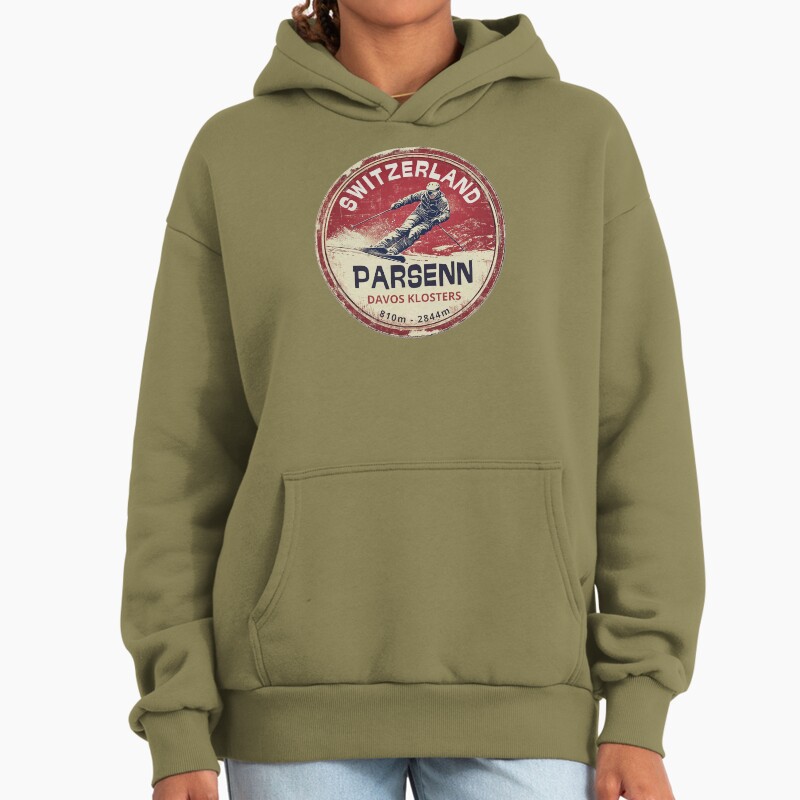 Parsenn - Switzerland  Unisex Hoodie Pullover Casual Streetwear Graphic Print 2