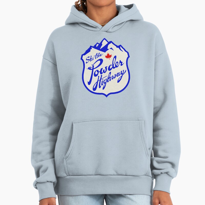 Ski The Powder Highway - Retro Bc Canada Skiing Unisex Hoodie Pullover Casual Streetwear Graphic Print 2
