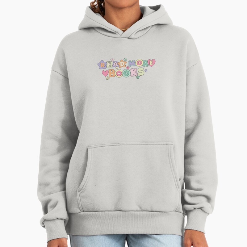 Read More Books Scrapbook Letters Smiley  Unisex Hoodie Pullover Casual Streetwear Graphic Print 2