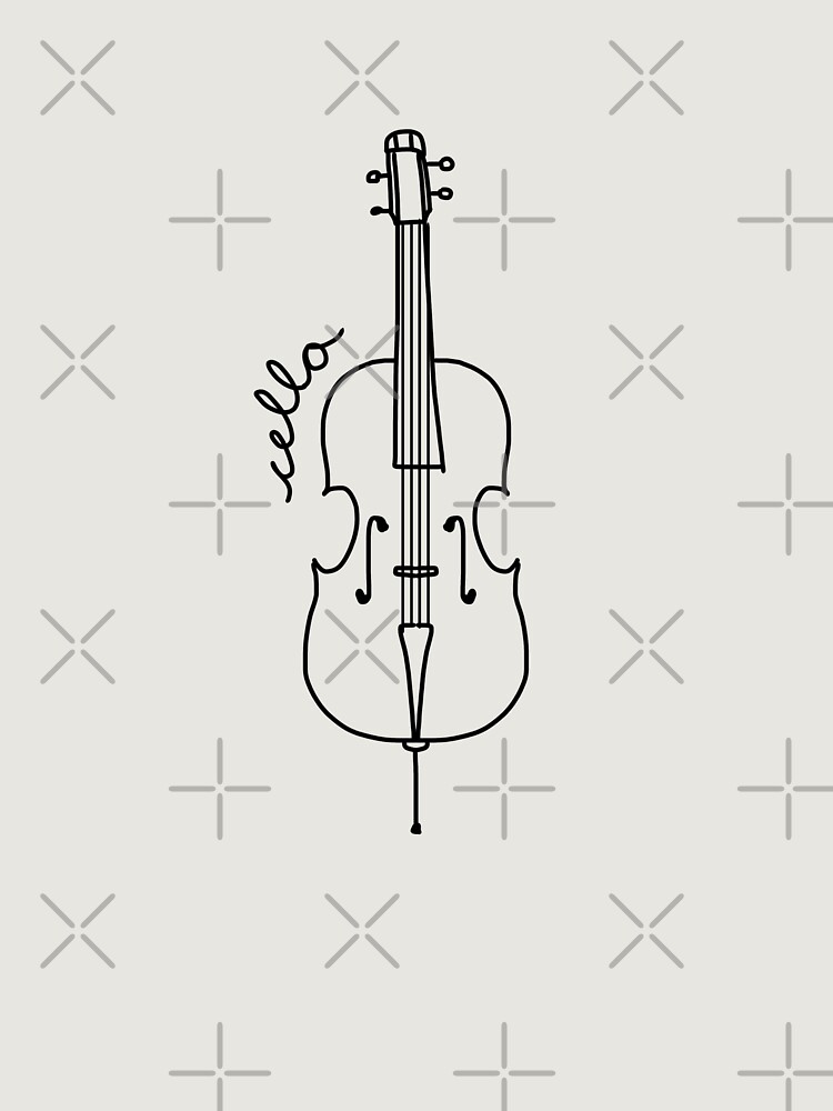 Black And White Cello Art With Cursive Label Unisex Hoodie Pullover Casual Streetwear Graphic Print 3