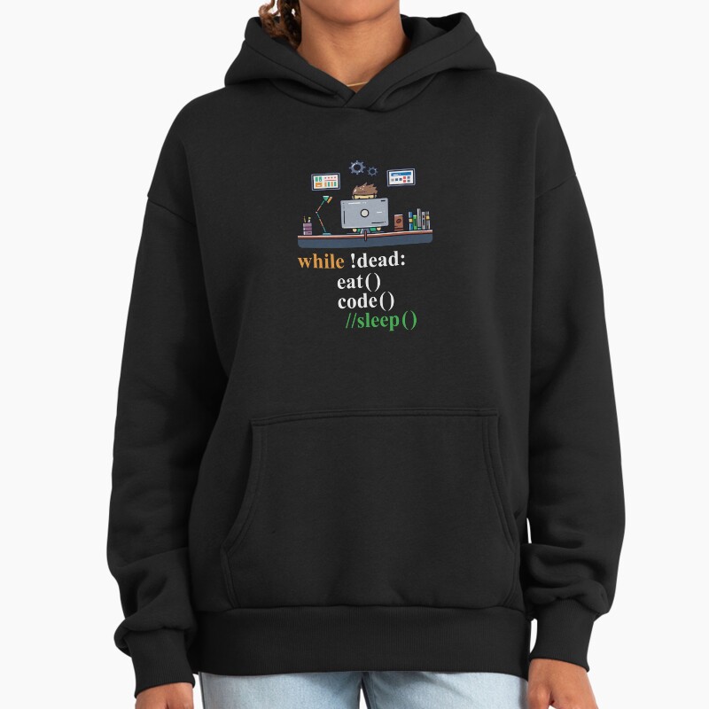 While !Dead Code Eat Sleep - Programming Jokes Unisex Hoodie Pullover Casual Streetwear Graphic Print 2