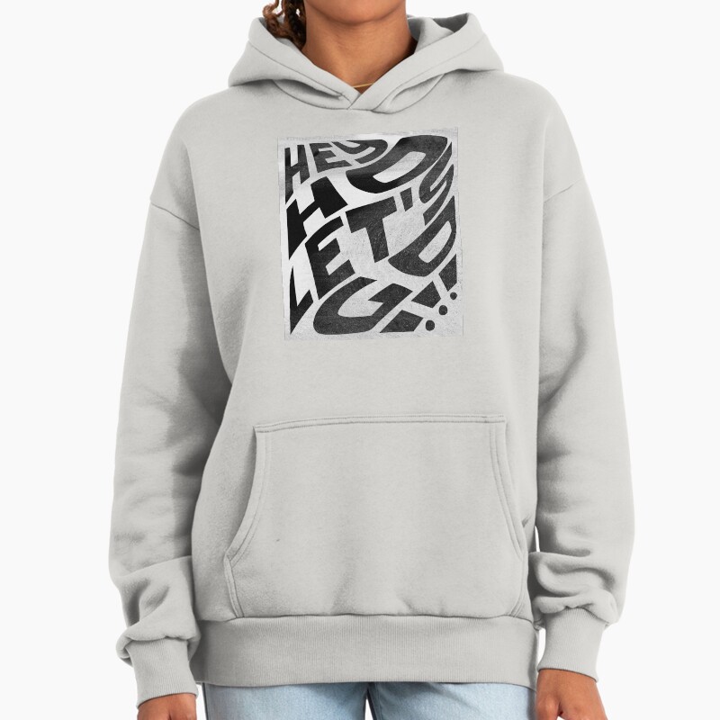 Hey Ho Let'S Go !!! Bold Punk Typography Design Unisex Hoodie Pullover Casual Streetwear Graphic Print 2
