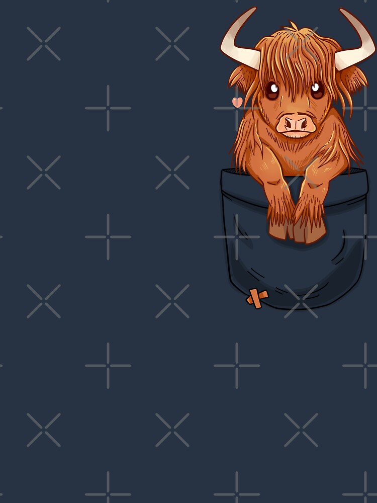 Pocket Cute Scottish Highland Cow Unisex Hoodie Pullover Casual Streetwear Graphic Print 3