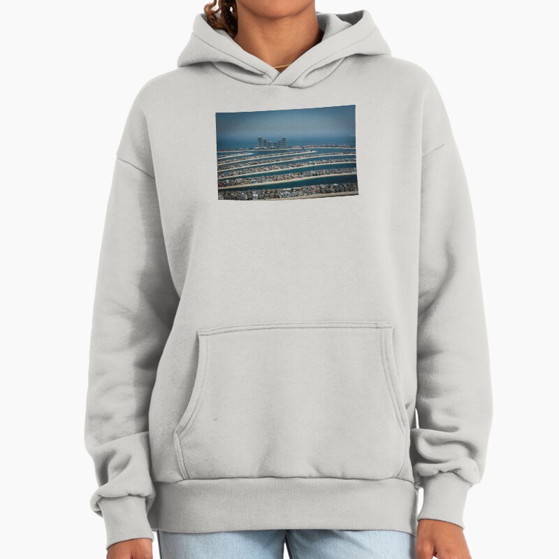 Dubai Palm Fronds - Architectural Ocean Symmetry Unisex Hoodie Pullover Casual Streetwear Graphic Print 2