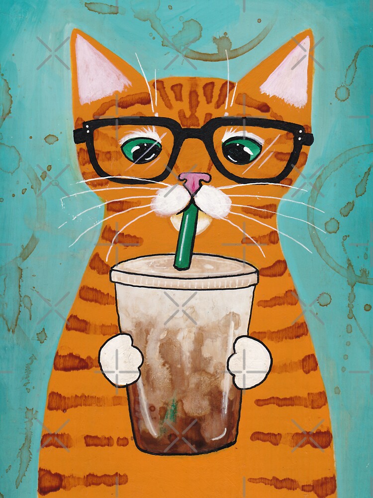 Iced Coffee Cat Unisex Hoodie Pullover Casual Streetwear Graphic Print 3