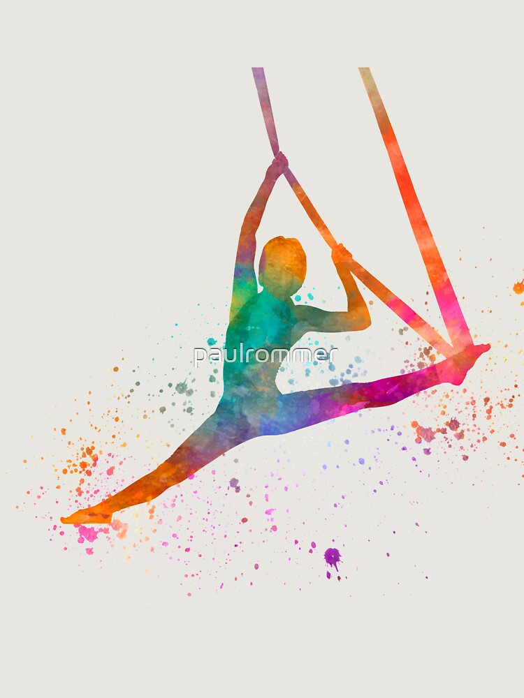 Young Man Practicing Aerial Yoga In The Gym Watercolor 01 Unisex Hoodie Pullover Casual Streetwear Graphic Print 3