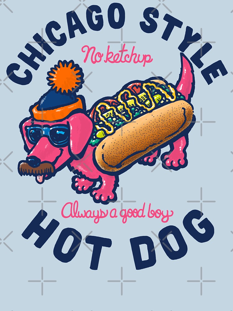 Da Chicago Dog With Text Unisex Hoodie Pullover Casual Streetwear Graphic Print 3