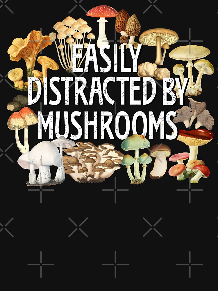 Easily Distracted By Mushrooms Funny Mushroom Lover Botanical Fungi Plants Morel Psychedelic Mushroom Forager Mushroom Gift Unisex Hoodie Pullover Casual Streetwear Graphic Print 3