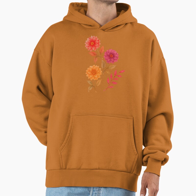 Dahlia Stripes Burgundy Unisex Hoodie Pullover Casual Streetwear Graphic Print