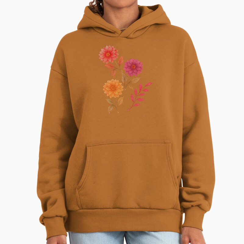 Dahlia Stripes Burgundy Unisex Hoodie Pullover Casual Streetwear Graphic Print 2