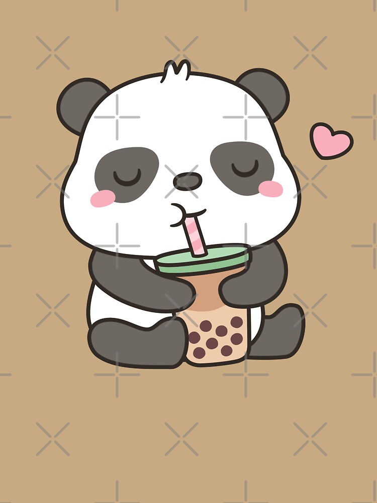 Cute Little Panda Enjoying Boba Tea Unisex Hoodie Pullover Casual Streetwear Graphic Print 3