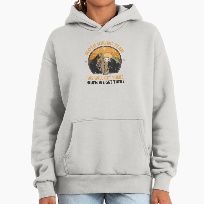 Sloth Hiking Team We Will Get There When We Get There Unisex Hoodie Pullover Casual Streetwear Graphic Print 2