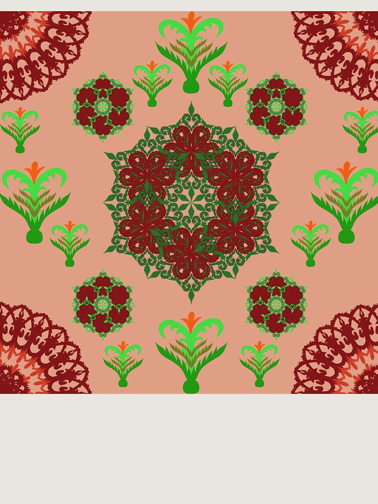 Folk Floral Mandala - Peach Garden Calm Unisex Hoodie Pullover Casual Streetwear Graphic Print 3