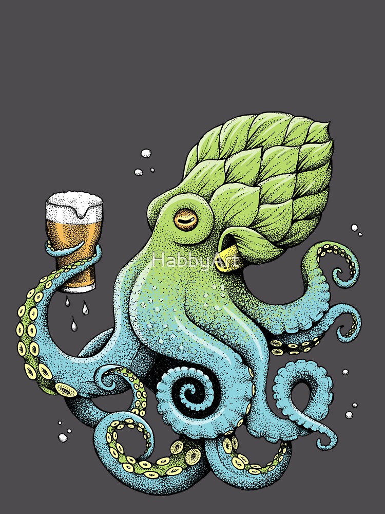Hop-To-Pus Octopus Drinking Beer Unisex Hoodie Pullover Casual Streetwear Graphic Print 3