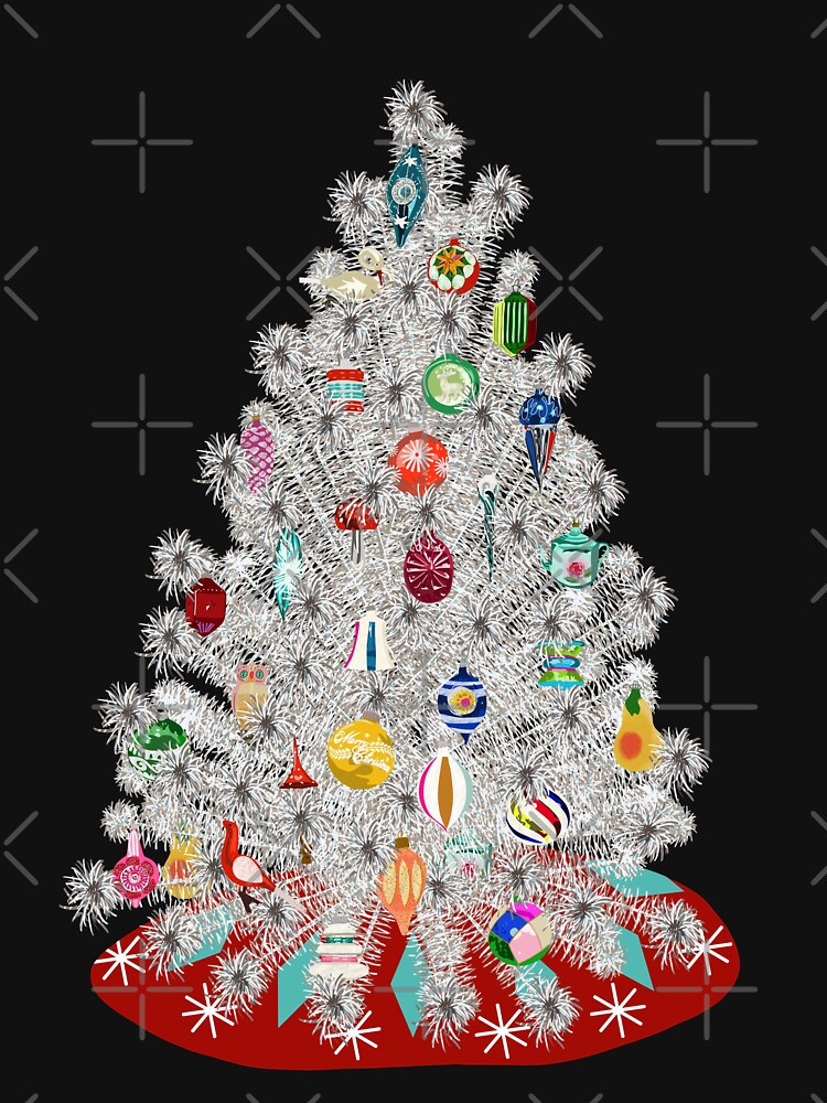 Vintage Aluminum Christmas Tree Unisex Hoodie Pullover Casual Streetwear Graphic Print 3