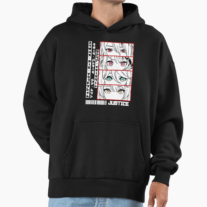 Holo Justice Panel Unisex Hoodie Pullover Casual Streetwear Graphic Print