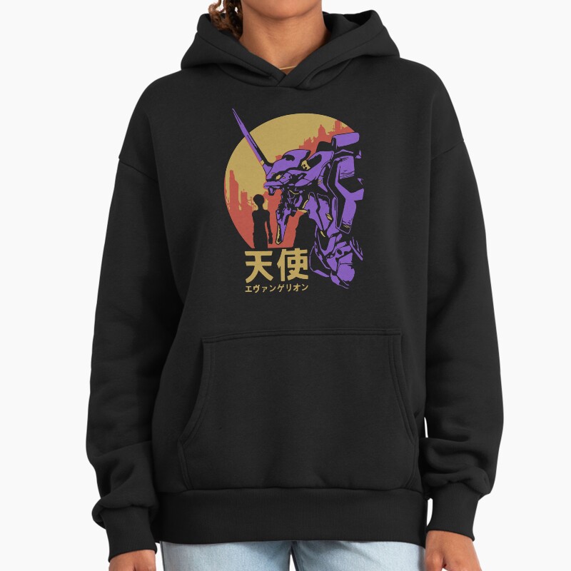 Neon Genesis Evangelion Retro Vintage Unisex Hoodie Pullover Casual Streetwear Graphic Print 2