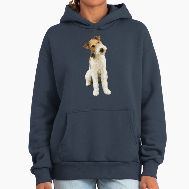 Wire Fox Terrier Head Tilt Unisex Hoodie Pullover Casual Streetwear Graphic Print 2