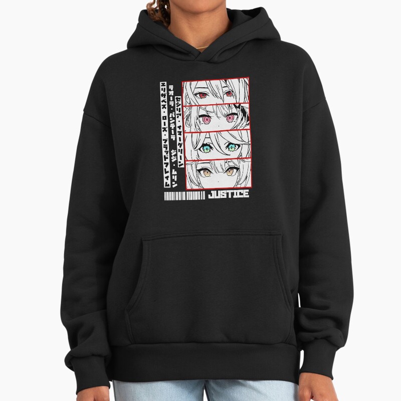 Holo Justice Panel Unisex Hoodie Pullover Casual Streetwear Graphic Print 2