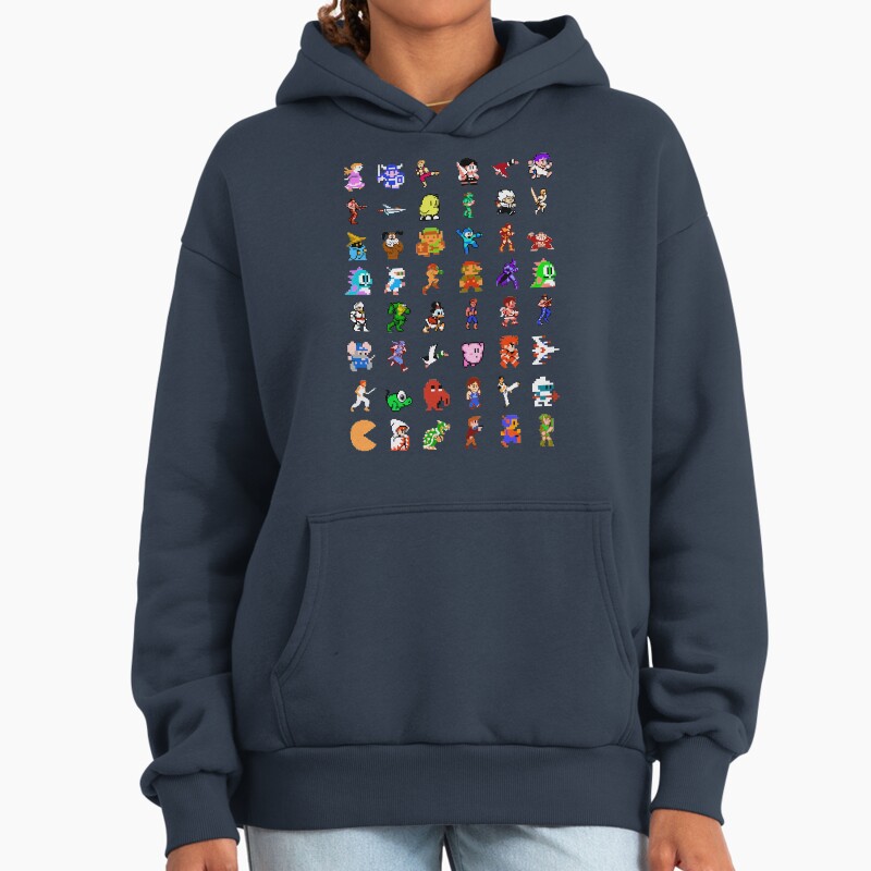 8Bit Icons V2 Unisex Hoodie Pullover Casual Streetwear Graphic Print 2