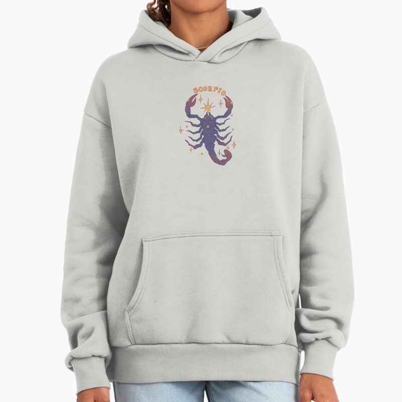 Scorpio Astrology Sign Starry Scorpion Design Unisex Hoodie Pullover Casual Streetwear Graphic Print 2