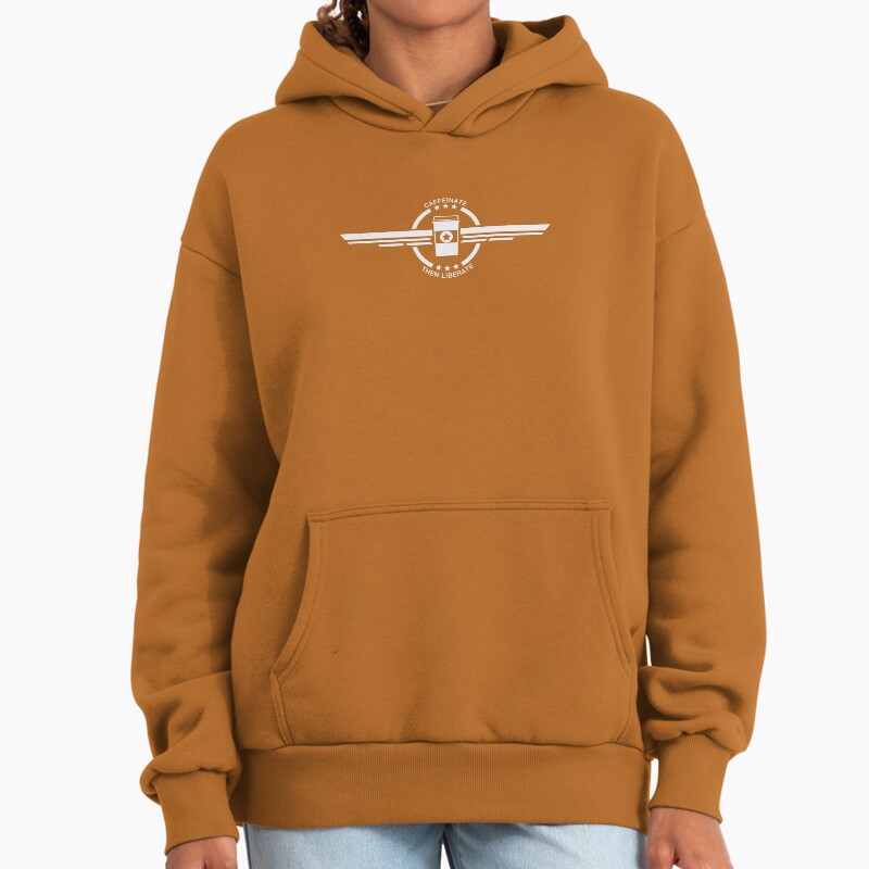 Caffeinate Then Liberate Unisex Hoodie Pullover Casual Streetwear Graphic Print 2