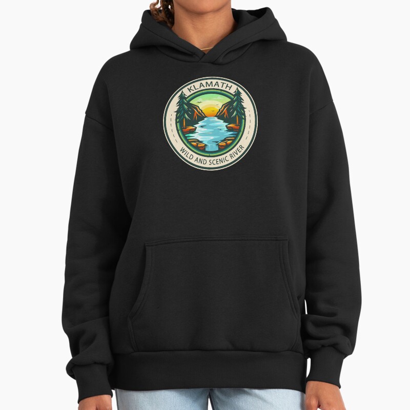 Klamath Wild And Scenic River Badge Unisex Hoodie Pullover Casual Streetwear Graphic Print 2