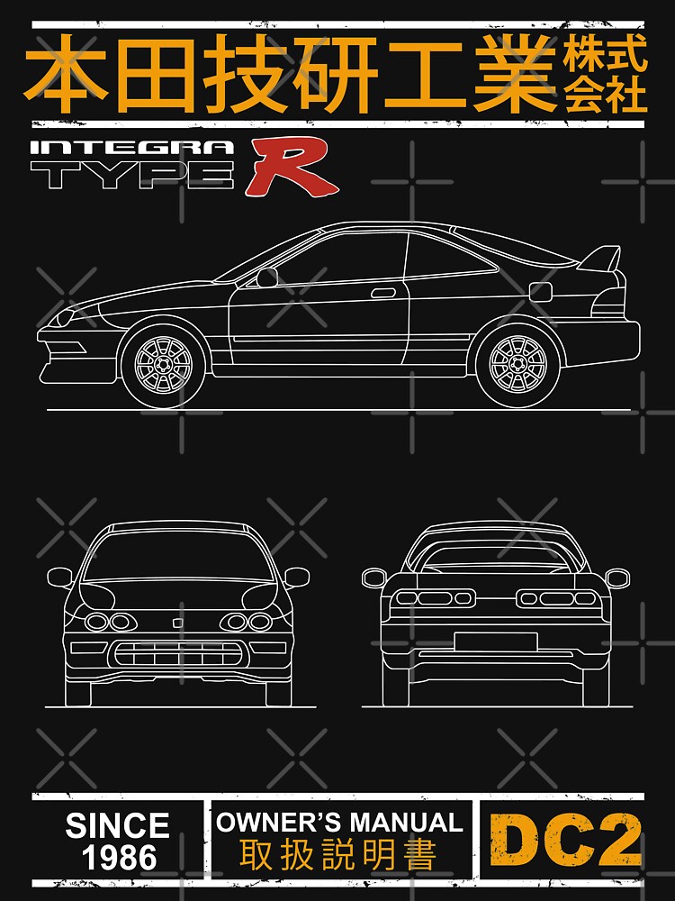 Blueprint Of The Integra Type R Unisex Hoodie Pullover Casual Streetwear Graphic Print 3