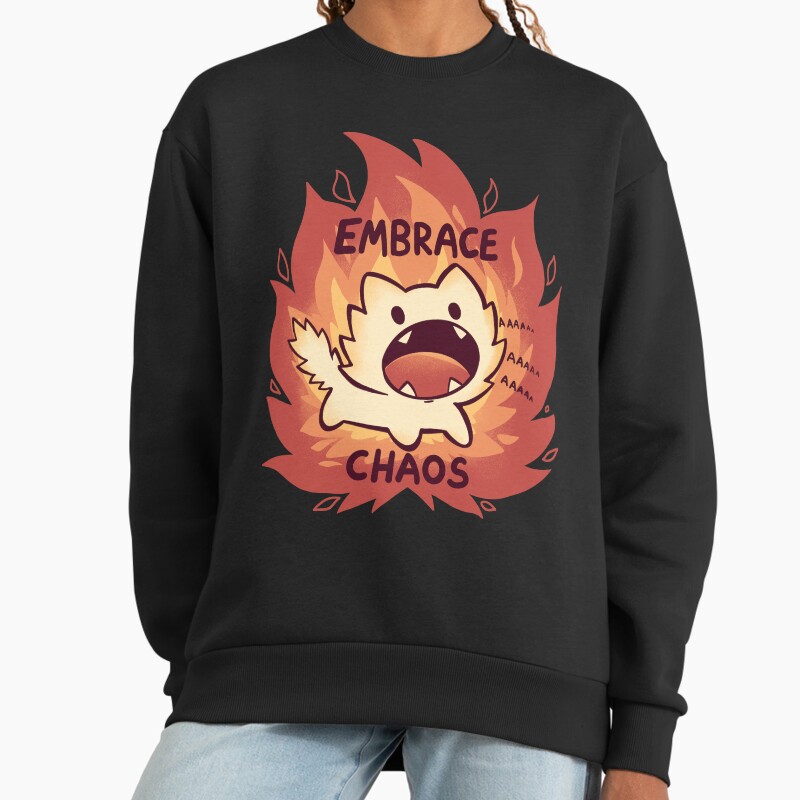 Embrace Chaos Unisex Sweater Crewneck Pullover Casual Streetwear Graphic Print 2