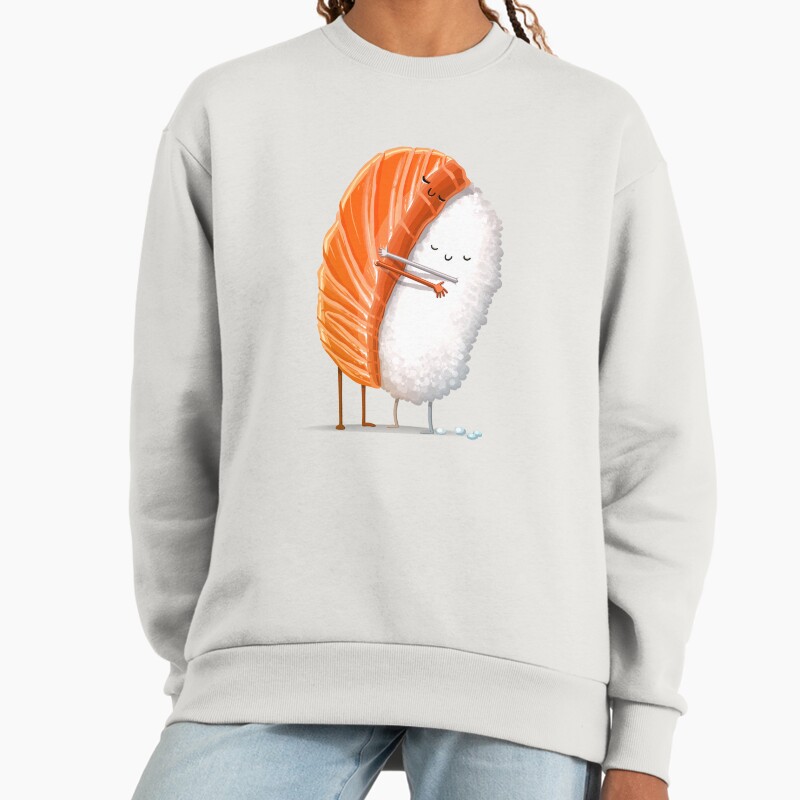Sushi Hug Unisex Sweater Crewneck Pullover Casual Streetwear Graphic Print 2
