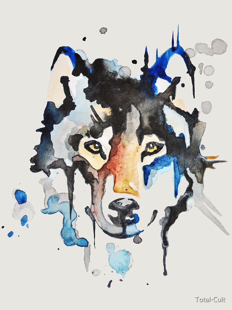 Watercolour Wolf Unisex Sweater Crewneck Pullover Casual Streetwear Graphic Print 3