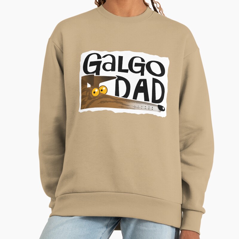 Galgo Dad (Dark Brindle) Unisex Sweater Crewneck Pullover Casual Streetwear Graphic Print 2