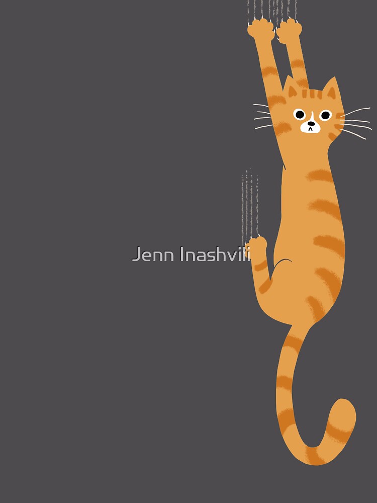 Orange Tabby Cat Hanging On | Funny Striped Cat Unisex Sweater Crewneck Pullover Casual Streetwear Graphic Print 3