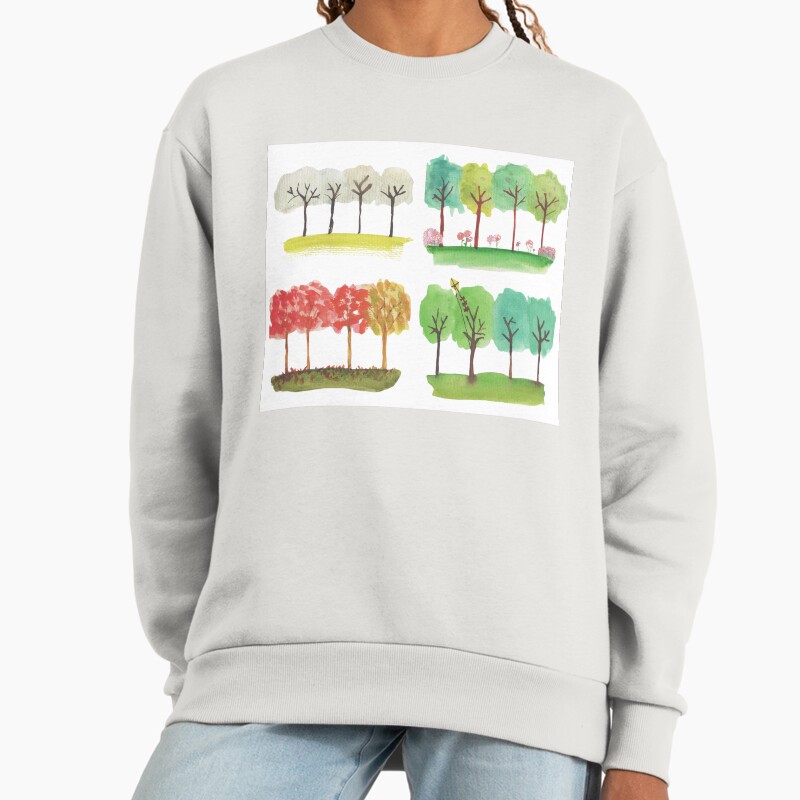 4 Seasons 4 Trees Unisex Sweater Crewneck Pullover Casual Streetwear Graphic Print 2