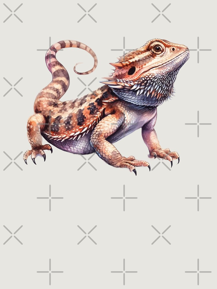 Watercolor Bearded Dragon Reptile Unisex Sweater Crewneck Pullover Casual Streetwear Graphic Print 3