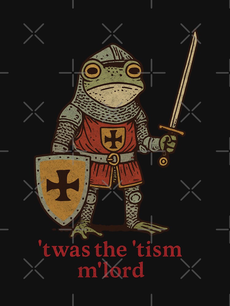 Twas The Tism, MLord | Medieval Frog Knight Meme Unisex Sweater Crewneck Pullover Casual Streetwear Graphic Print 3
