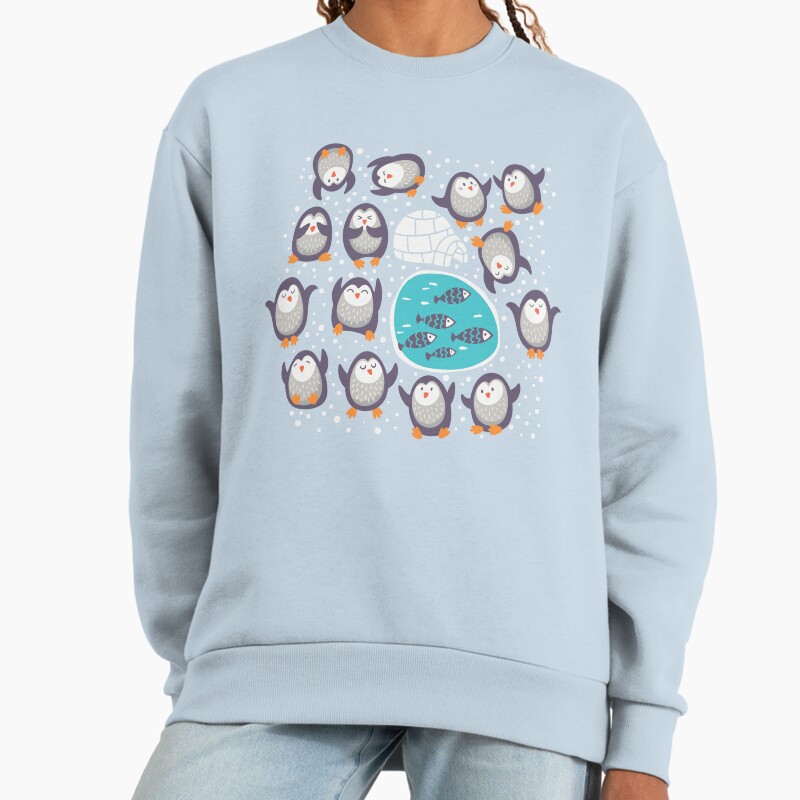 Winter Penguins Unisex Sweater Crewneck Pullover Casual Streetwear Graphic Print 2
