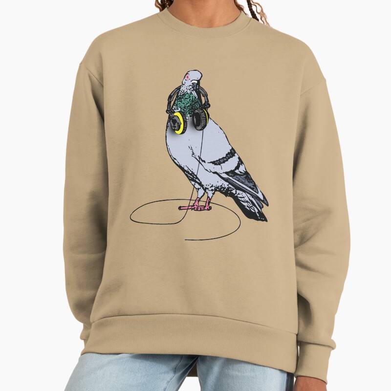 Techno Pigeon Unisex Sweater Crewneck Pullover Casual Streetwear Graphic Print 2